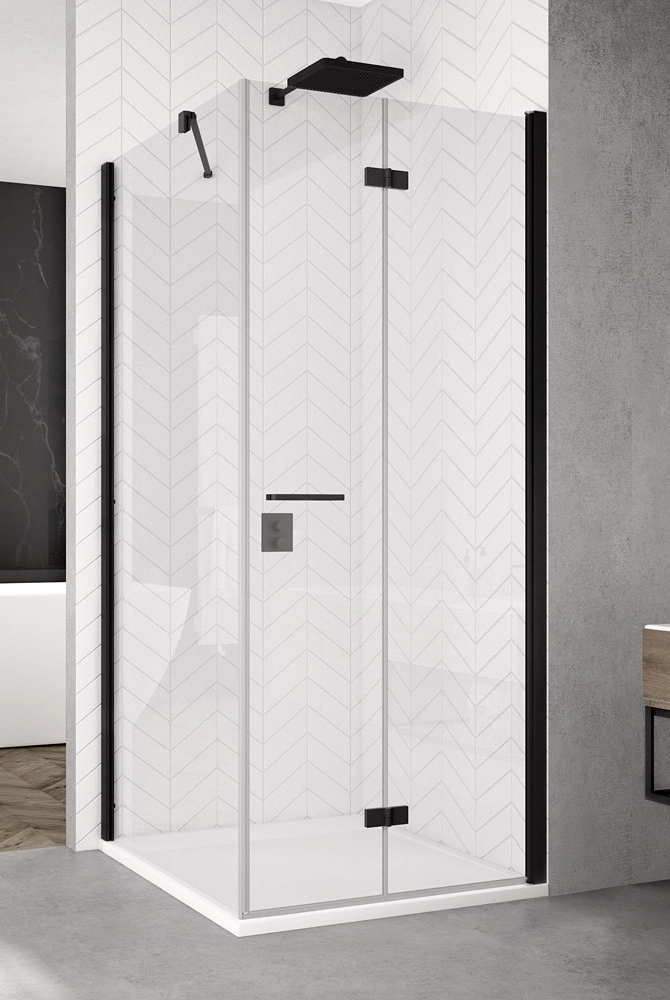 SanSwiss Solino SOLF1+SOLT1 Kabina prysznicowa P 120x75x200 cm czarne, Szkło Czyste (SOLF1D1200607+SOLT107500607)